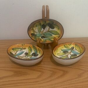 Bottega d Arte Lastrucci Hand-Painted Ceramic Dishes Set of 3